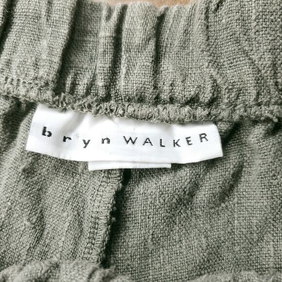 Bryn Walker Pants Women M Olive Wide Leg Crop Linen Boho Lagenlook Cottage Beach - Picture 4 of 11